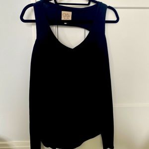 Black cold shoulder long sleeve top